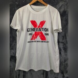 White Graphic T-Shirt with Red Print